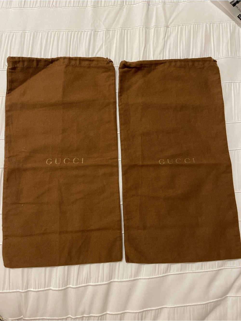 Set of 2 Authentic Gucci Brown Velvet Dust Bags Storage Shoe Bags